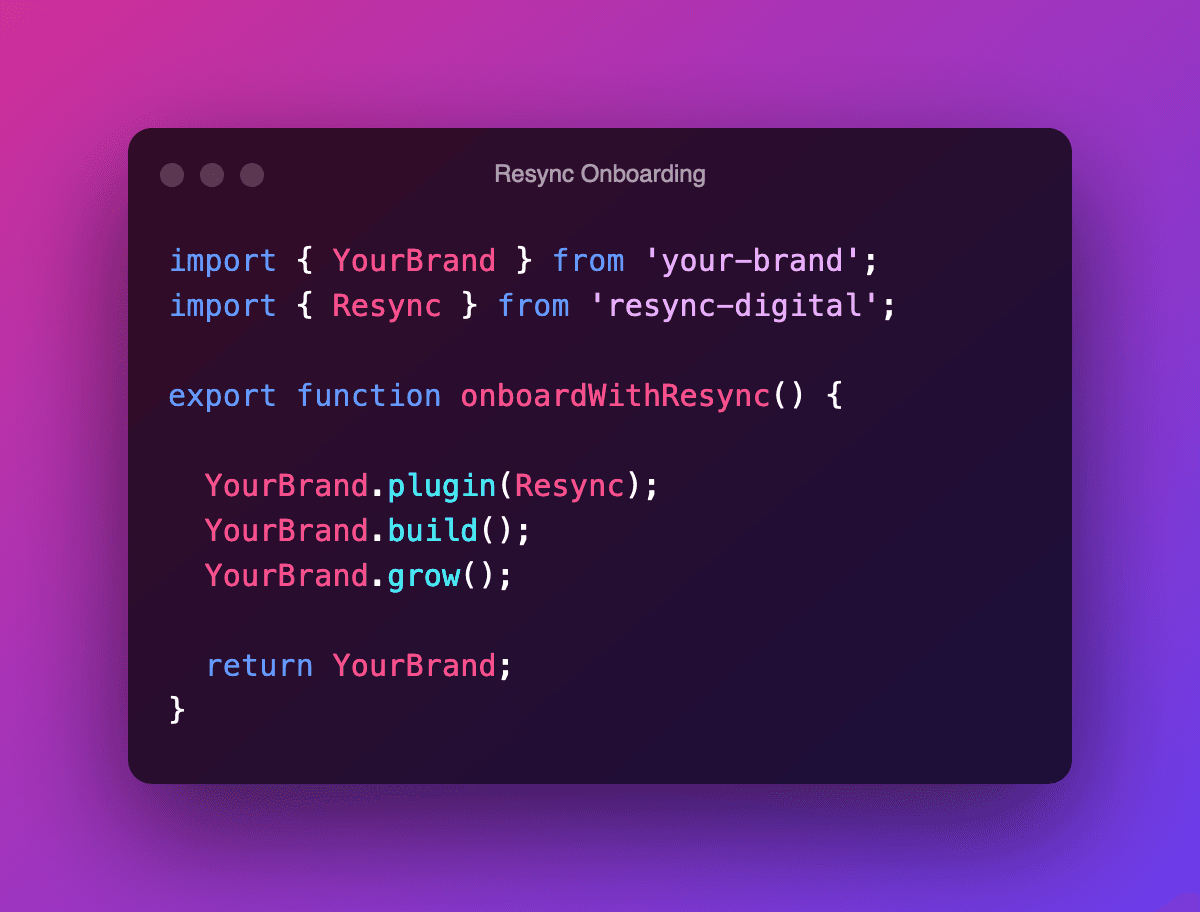 Resync Onboarding code block